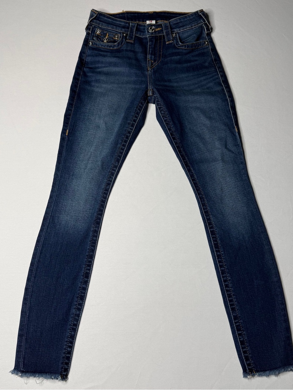 TRUE RELIGION Women’s Super Skinny Denim Jeans Distressed Look Size 24